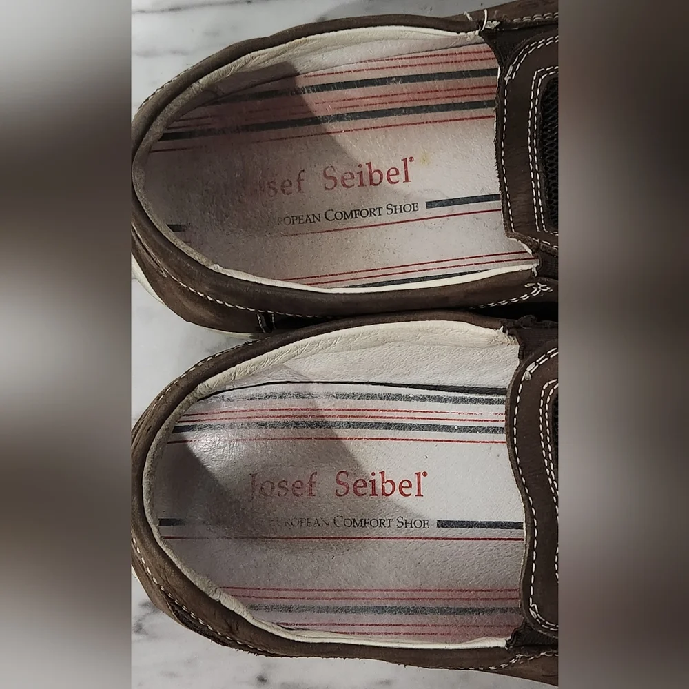 Joesef Seibel brown leather slip on loafers men's size Euro 45 / US 12